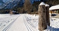 Snowy Landscape of Dolomites Mountains during Winter Royalty Free Stock Photo