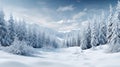 A snowy landscape with evergreen trees covered in a white blanket Royalty Free Stock Photo