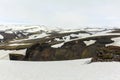 Snowy landscape in the highlands, Fimmvorduhals hiking trail, Iceland