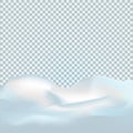 Snowy landscape isolated on dark transparent background. Vector illustration of winter decoration. Snow background. Snowdrift Royalty Free Stock Photo