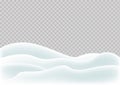 Snowy landscape isolated on transparent background. Vector illustration of winter decoration. Royalty Free Stock Photo