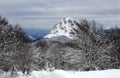 Snowy landscape with Mount Untzillatx (941 m). Urkiola Natural Park