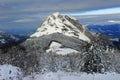 Snowy landscape with Mount Untzillatx (941 m). Urkiola Natural Park