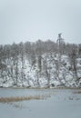 A snowy landscape with an old copper mine in central Norway. Cristianus Sextus mine area in first snow.