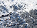 Snowy landscape with ski chalets, Meribel
