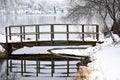 Snowy Landscape with Bridge Williams Bay, Wisconsin Royalty Free Stock Photo