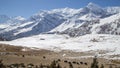 Snowy landscape and yaks on Annapurna Circuit in Nepal