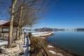 Snowy landscapes. Lake Plastira on Winter. Greece