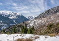 Snowy landscapes. view of Village in Lake Plastira on winter. Greece