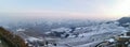 Snowy Langhe Piedmont wibter white landscape panorama view Royalty Free Stock Photo