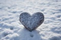 Snowy love Hand etches a heart in untouched winter snow Royalty Free Stock Photo