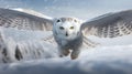 Snowy Majesty: Graceful Flight of a Winter Wonderland\'s Watcher