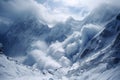 Snowy Massive avalanche mountains. Generate Ai Royalty Free Stock Photo