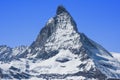 Snowy Matterhorn peak in sunny day with blue sky , Switzerland Royalty Free Stock Photo