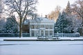 Snowy medieval house in the Netherlands Royalty Free Stock Photo