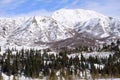 Snowy Mountain in Alaska Range in the Spring