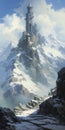 Snowy Mountain Castle: A Majestic Illustration In The Style Of Magali Villeneuve