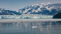 Snowy mountain icy peaks. Hubbard Glacier nature in Alaska, USA. Mountain glacier calving Royalty Free Stock Photo