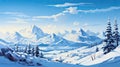 Snowy Mountain Landscape Painting Royalty Free Stock Photo