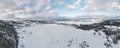 Snowy Mountain Landscape. Panoramic view of Zlatibor, Tornik in the snowy months of winter Royalty Free Stock Photo