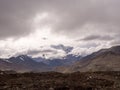 Snowy mountain with the overcast weather in Muktinath