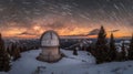 In a Snowy Mountain Paradise, Stargazing is Available at the Celestial Observatory Royalty Free Stock Photo
