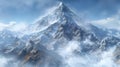 Snowy mountain peak in harsh winter with swirling clouds and ultrarealistic details Royalty Free Stock Photo