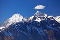 Snowy mountain peaks with blue sky Royalty Free Stock Photo