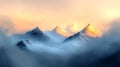 Snowy Mountain Peaks at Sunset Royalty Free Stock Photo