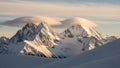 Snowy Mountain Peaks at Sunset Royalty Free Stock Photo