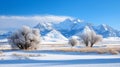 a snowy mountain range with a clear blue Royalty Free Stock Photo