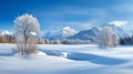a snowy mountain range with a clear blue Royalty Free Stock Photo