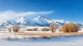 a snowy mountain range with a clear blue Royalty Free Stock Photo