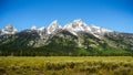 A Snowy Mountain Range in Grand Teton National Park, Wyoming, USA during summer. ItÃ¢â¬â¢s a popular destination in summer for hiking Royalty Free Stock Photo