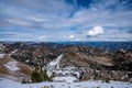 Snowy mountain ridges in the Bridger-Teton National Forest of Wyoming, on a summit Royalty Free Stock Photo