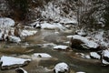 Snowy mountain river in the Altai Republic Royalty Free Stock Photo