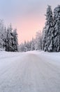 Snowy mountain road