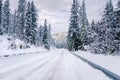 Snowy Mountain Road in the European Alps Royalty Free Stock Photo