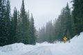 Snowy mountain road, Montezuma, Colorado Royalty Free Stock Photo