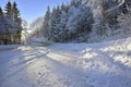 Snowy mountain road Royalty Free Stock Photo