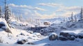 Winter Landscape Illustration In Saint-jerome: A Photorealistic Artwork By Goranartist