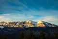 Snowy mountains in Catalonia with clear sky during sunset