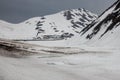 Snowy mountains with frozen Gletzscher lake Royalty Free Stock Photo