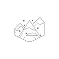 snowy mountains icon. Element of winter elements illustration. Thin line illustration for website design and development, app dev Royalty Free Stock Photo
