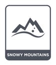 snowy mountains icon in trendy design style. snowy mountains icon isolated on white background. snowy mountains vector icon simple Royalty Free Stock Photo