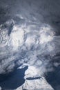 Snowy mountains in the Italian alps. Aerial, high altitude view.