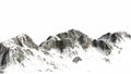 Snowy Mountains - Mountain Peak - isolated on white Background