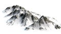 Snowy Mountains Mountain Peak - sisolated on white Background Royalty Free Stock Photo