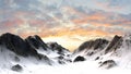 Snowy Mountains Mountain Peak in the sunset