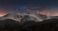 Snowy mountains in the night